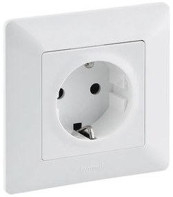Legrand 755740 Контакт Valena Life с рамка 2P+E Schuko 16A, авт. клеми, бял,  - 755740