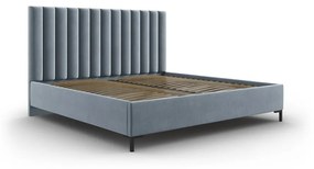 Светлосиньо тапицирано двойно легло с място за съхранение с включена подматрачна рамка 140x200 cm Casey – Mazzini Beds