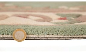 Зелен вълнен килим Обюсон, ⌀ 120 cm - Flair Rugs