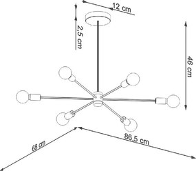 Черно осветително тяло за таван 68x86,5 cm Benedett – Sollux