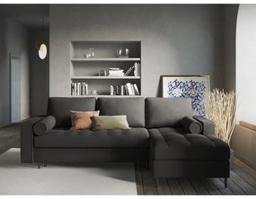 Тъмно сив ъглов разтегателен диван , десен ъгъл Santo - Milo Casa
