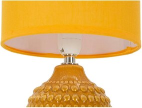 Керамична настолна лампа в цвят горчица с текстилен абажур (височина 30,5 cm) Points – Mauro Ferretti