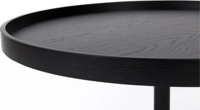 Черна кръгла масичка за кафе с дъбов плот ø 70 cm Yuri L – White Label