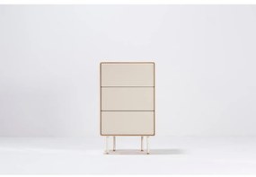 Бял/естествен висок скрин от масивен дъб 60x100 cm Fina – Gazzda