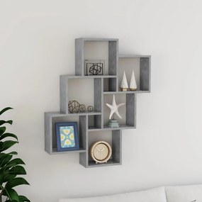 807173 vidaXL Стенен кубичен рафт, бетонно сив, 78x15x93 см, инженерно дърво