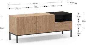 Маса за телевизор в естествен цвят 140x55 cm Cailin – Marckeric