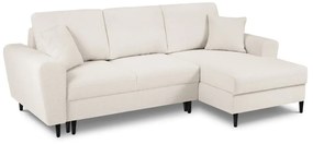 Бежов разтегателен ъглов диван с място за съхранение от прежда с примки от букле (десен ъгъл) Kyoto – Cosmopolitan Design