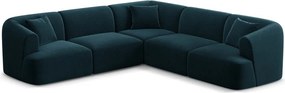 Кадифен ъглов диван в петролен цвят Campi – Cosmopolitan Design