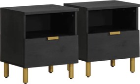 4017655 vidaXL Нощно шкафче, черно, 40x33x46 см, инженерно дърво