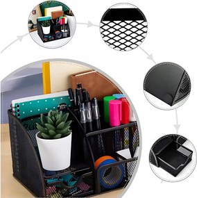 Органайзер за бюро с чекмеджета,  6 места за съхранение Maaleo, Настолен моливник метал мрежа