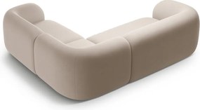 Бежов кадифен ъглов диван (десен ъгъл/L форма) Kate – Micadoni