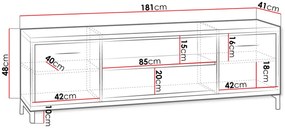 TV шкаф Mediolan-Fusiko-Дължина: 181 cm-Xwris podariko