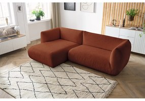 Ъглов диван от оранжев велур (ляв ъгъл) Lecomte - Bobochic Paris