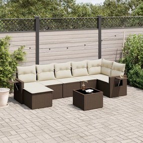 3220492 vidaXL Градински комплект с възглавници, 8 части, кафяв, полиратан