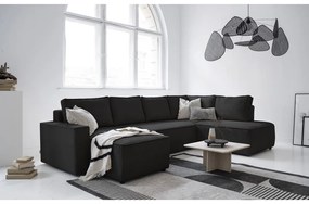 Антрацитен разтегателен ъглов диван от рипсено кадифе (десен ъгъл/"U" форма) Brave Dave – Miuform