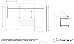Горчичножълто U-образно разтегателно канапе от кадифе, ляв ъгъл Lofty Lilly - Miuform