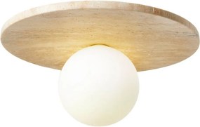Бежово каменно осветително тяло за таван със стъклен абажур ø 12 cm Hilde – Opviq lights