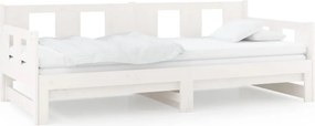 820283 vidaXL Разтегателна кушетка, бяла, борово дърво масив, 2x(90x200) см