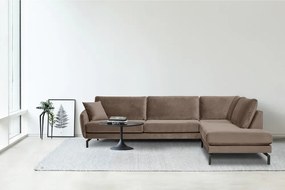 Кафяво-бежов ъглов диван от кадифе (десен ъгъл) Magic - Scandic