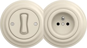 Kliklap - Ретро еднополюсен ключ №1 и розетка 230V с бежова рамка