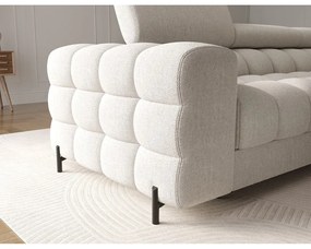 Кремав сгъваем/с място за съхранение ъглов диван от прежда с примки от букле (десен ъгъл) Felro – ELTAP