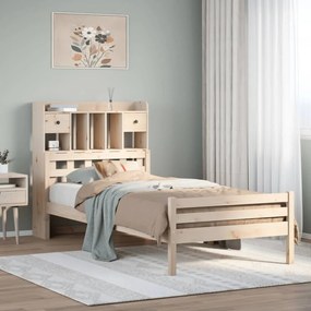 3322247 vidaXL Легло с рафтове за книги, без матрак, 75x190 см, бор масив