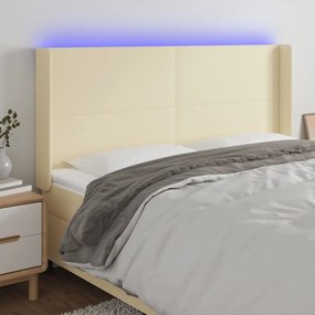3123872 vidaXL LED горна табла за легло, кремава, 183x16x118/128 см