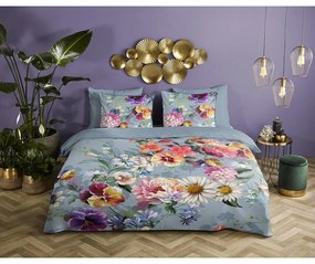 Сиво спално бельо от органичен памук за двойно легло Sunflower, 200 x 220 cm Organic - Descanso