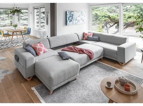 Светлосив разтегателен/с място за съхранение ъглов диван (десен ъгъл/U форма) Classy Sophie – Miuform