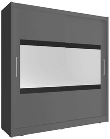 Гардероб Mallory с плъзгащи врати-180 x 62 x 200 cm-сив