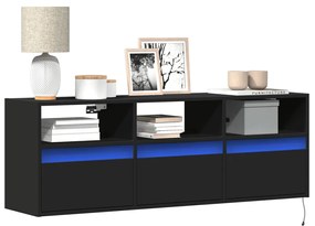 852342 vidaXL Стенен ТВ шкаф с LED осветление, черен, 130x31x45 см