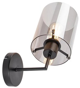 Дизайнерски стенен аплик черен с опушено стъкло - Dome