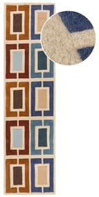 Ръчно изработена вълнена пътека в син и оранжев цвят 60x230 cm Retro Blocks – Flair Rugs