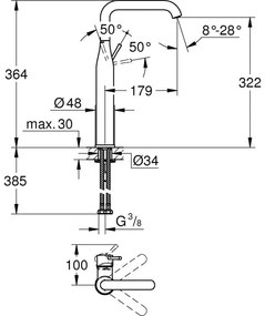 Кран за мивка Grohe Essence New Cosmopolitan-Антрацит Mat