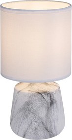 Rabalux Nalisa, настолна лампа, овална керамична лампа с мраморен ефект и бял текстилен абажур, E14 1xMAX40W, В24см, Д12,5см, ка