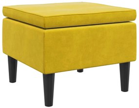 329443 vidaXL Табуретка с дървени крака, жълта, кадифе