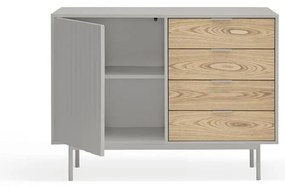 Сив/естествен нисък скрин от декор от дъб 108x80 cm Sierra – Teulat