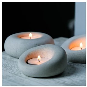 Бетонни свещници в комплект от 3 бр. Donut - Mioli Decor