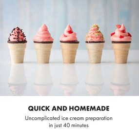 Klarstein Sweet Sundae, машина за сладолед, компресор, 1,5л, неръждаема стомана, черна