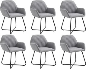 277095 vidaXL Трапезни столове, 6 бр, светлосиви, плат