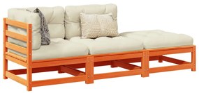 3295832 vidaXL Градински комплект диван с възглавници, 3 части, восъчнокафяв