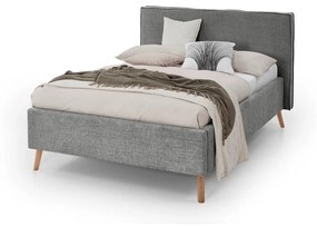 Сиво тапицирано двойно легло с място за съхранение с включена подматрачна рамка 140x200 cm Riva – Meise Möbel