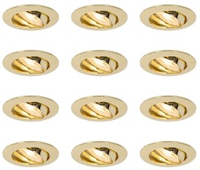 Комплект от 12 вградени прожектора месинг GU10 35 mm - Edu