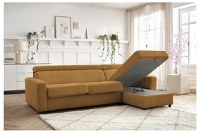 Разтегателен ъглов диван от рипсено кадифе в цвят горчица (променлив) Monaco – Bobochic Paris