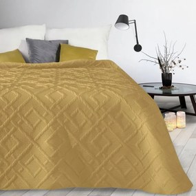 Модерно покривало за легло с десен в цвят горчица Ширина: 200 см | Дължина: 220 см