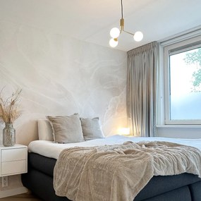 Висяща лампа в стил арт деко златна с опалово стъкло 3-светлина - Coby