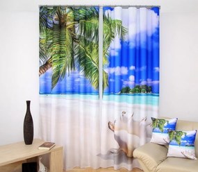 Луксозни завеси екзотичен плаж Ширина: 160 см | Дължина: 250 см (в комплекта има 2 броя)