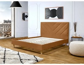 Оранжево тапицирано двойно легло с включена подматрачна рамка 160x200 cm Romane – Bobochic Paris