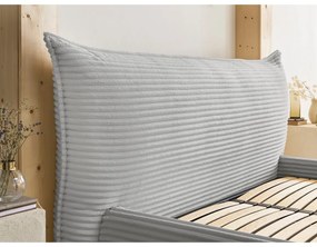 Светлосиво двойно тапицирано легло с място за съхранение с включена подматрачна рамка 160x200 cm Jade – Bobochic Paris