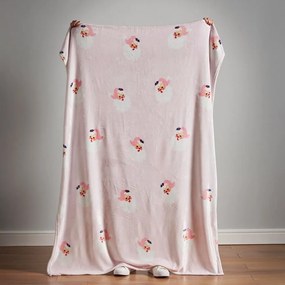 Светлорозово одеяло с коледен мотив от микроплюш 130x170 cm Vintage Christmas Santa – Catherine Lansfield